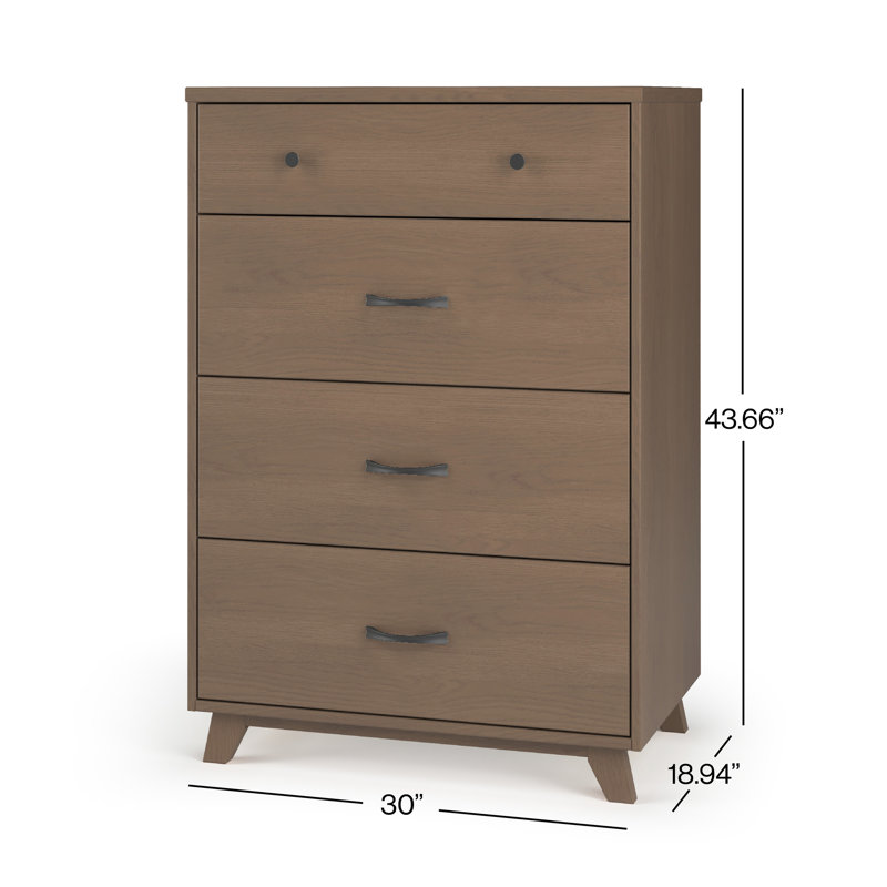 Dusty Heather Mid-Century Modern Nursery Chest with 4 Drawers