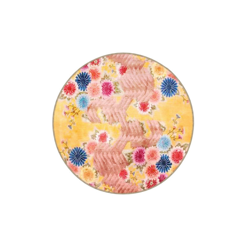 Yellow Themed Multicolored Floral Patterned Modern Decorative Carpet, Runner 2'6" x 6'7"