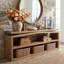 Console rustique en bois massif de 160 cm avec rangement ouvert à 3 niveaux