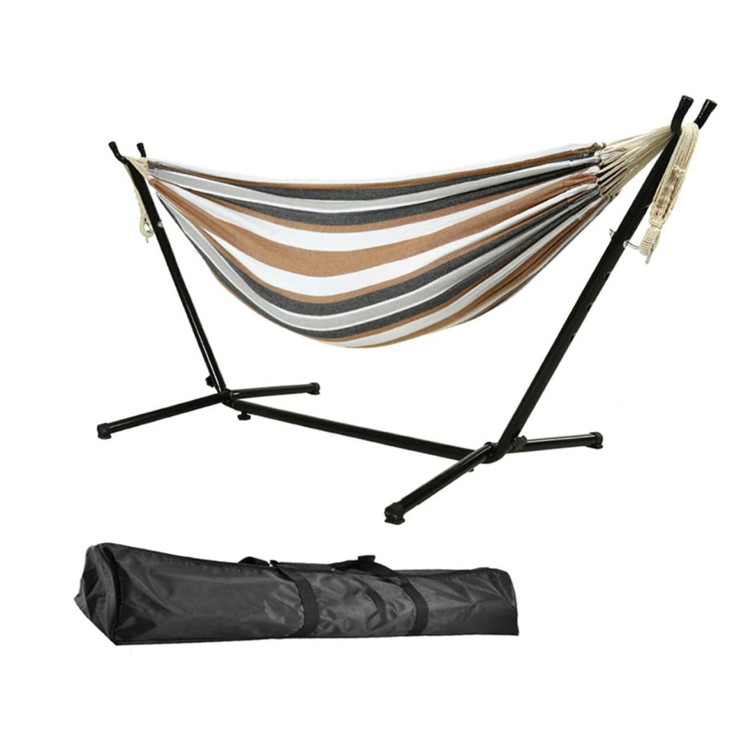 9Ft Double Hammock with Stand, Includes Portable Carrying Bag Perfect