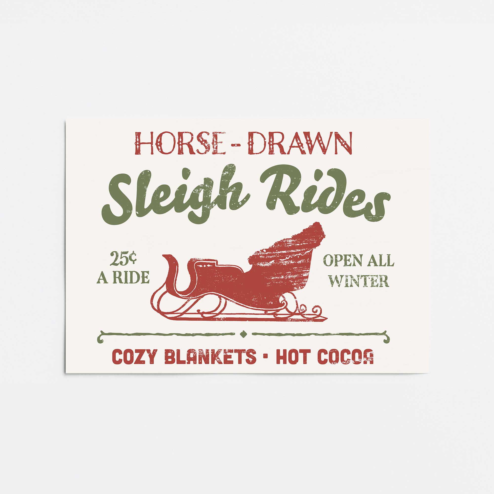 The Holiday Aisle® 25 Cent Sleigh Rides Print | Wayfair