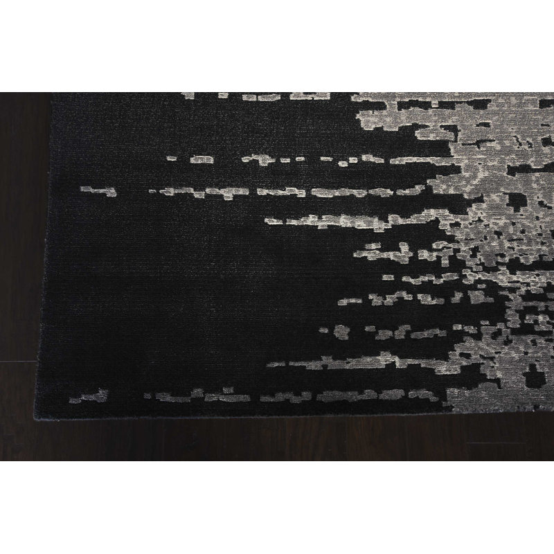 Tapis noir moderne Cannes, Rectangle 7 pi 9 po x 9 pi 9 po