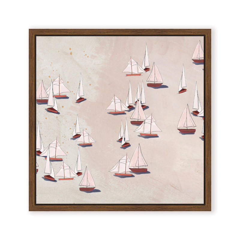 Coastal Retreat Modern Ensemble: Sailboat Odyssey, 24" H x 24" W, Framed Canvas, White