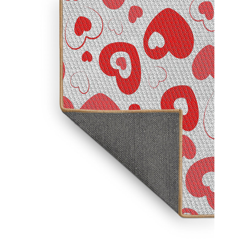 Tapis rouge/gris à motifs Hyuk, Rectangle 3 pi x 5 pi