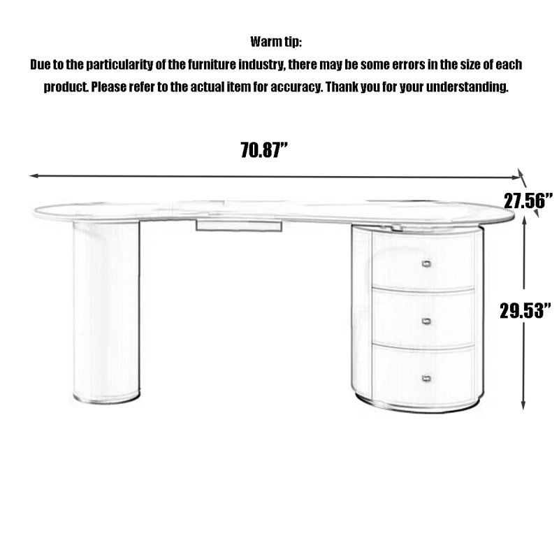 Bureau d'écriture Modern Minimalist Rock, H 29,53 po x l 70,87 po x P 27,56 po
