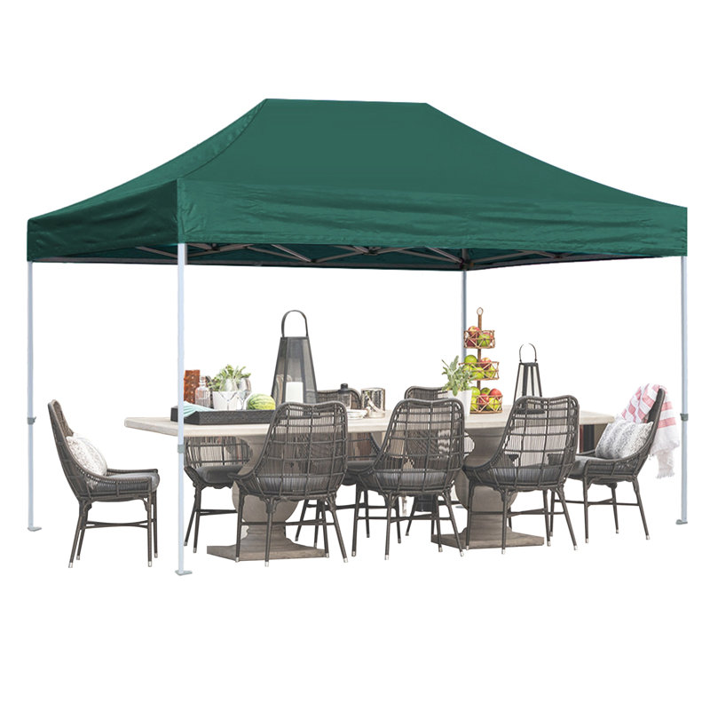 Amaziyah 96'' W x 96'' D Steel Pop-Up Canopy, Dark Green, 8ft x 12ft