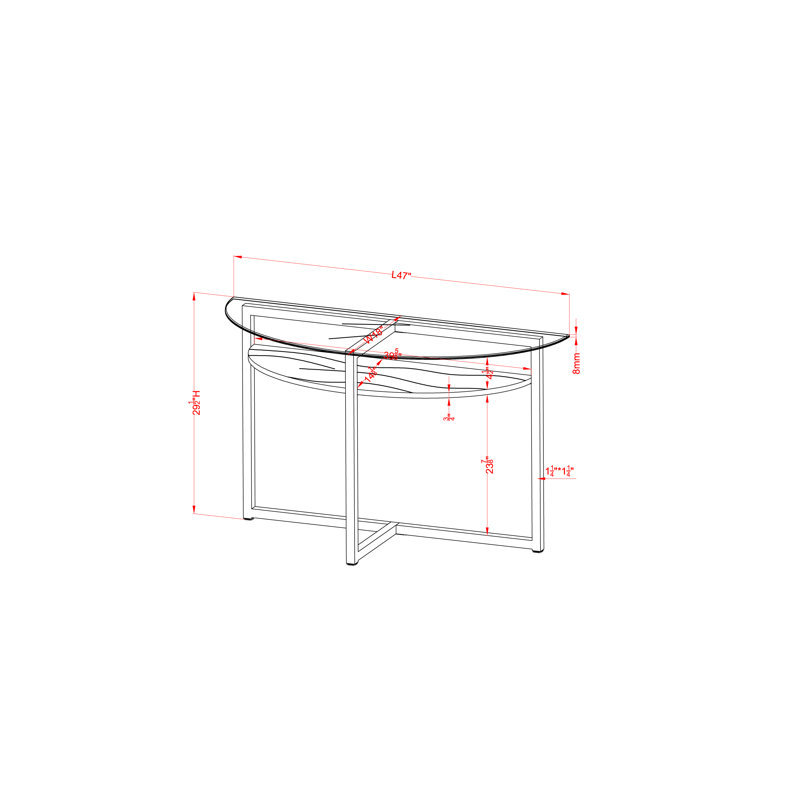 47'' Glass Top Console Table