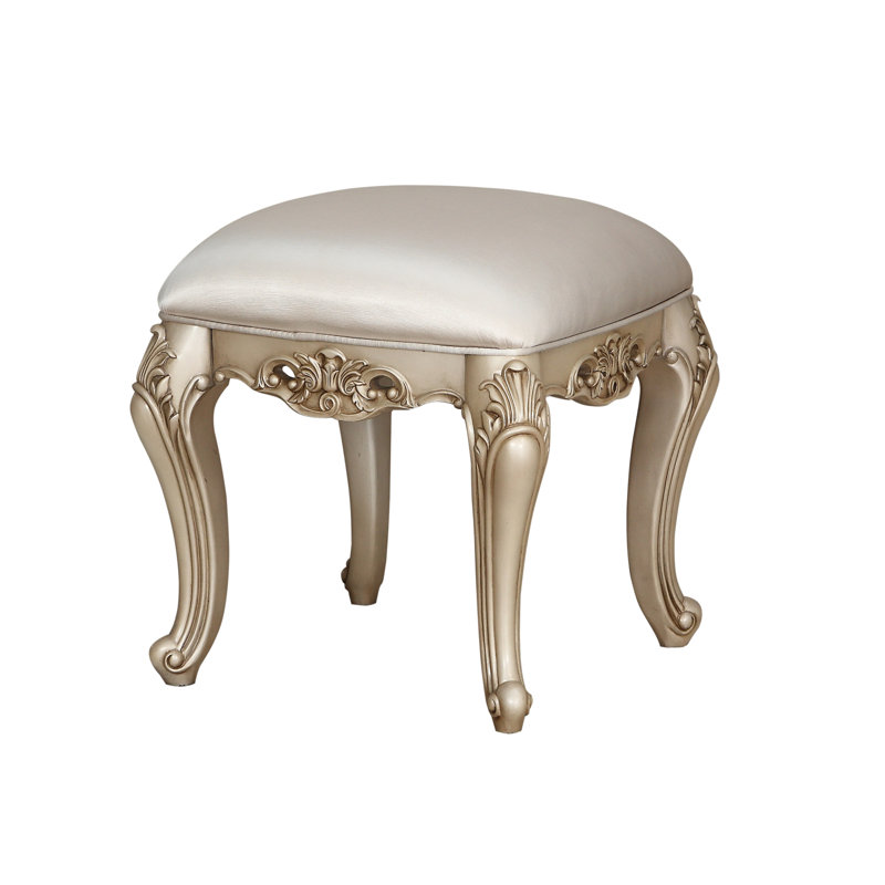 Tabouret de coiffeuse, tissu et antique