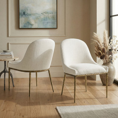 Lalia Modern Upholstered Hammered Metal Side Chair