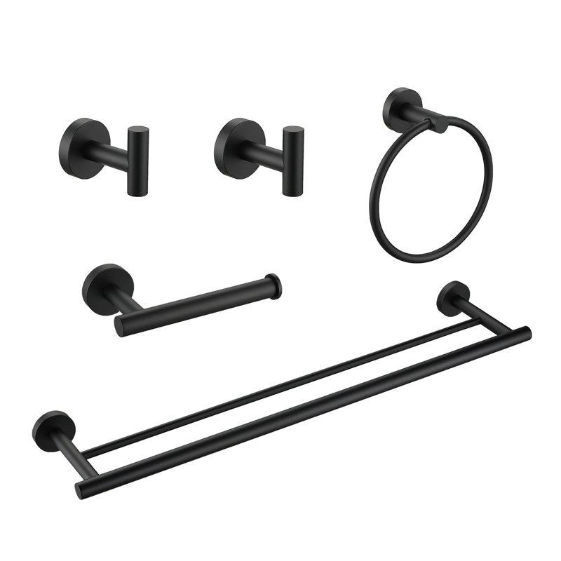 5 Bathroom Towel Rack In Matte Black Aluminium - Wall Mounted Stylish And Robust For Bath, Bedroom, Laundry, Kitchen Easy Installation Process 5 Piece Mount Aluminium, Construction, Rust Multiple