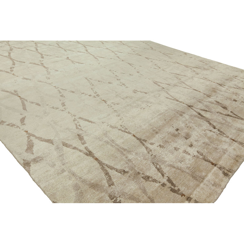 Tapis beige noué à la main Lilbourn, Rectangle 8 pi x 10 pi