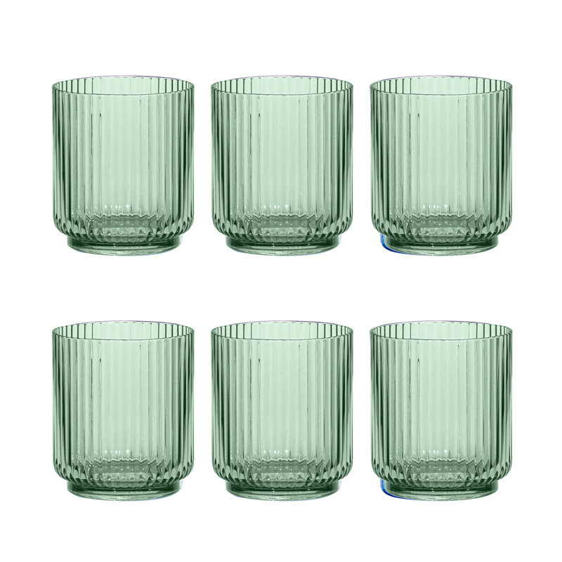 Verre bas en acrylique cannelé Laya, Vert