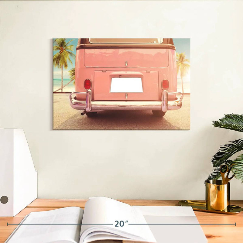 Mehar Beachside Pink Van, 8" H x 12" W