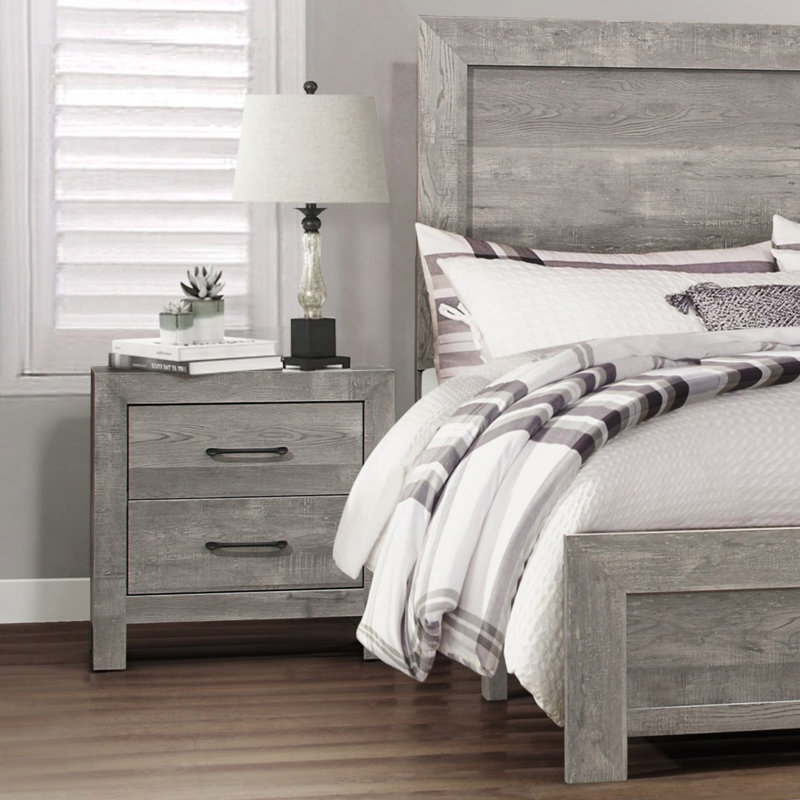 Table de chevet 2 tiroirs Claudette, Gris