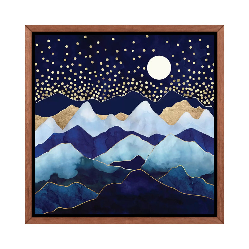 Étoiles de luciole - imprimé, H 18 po x l 18 po x 1,5 po, Cadre flottant brun