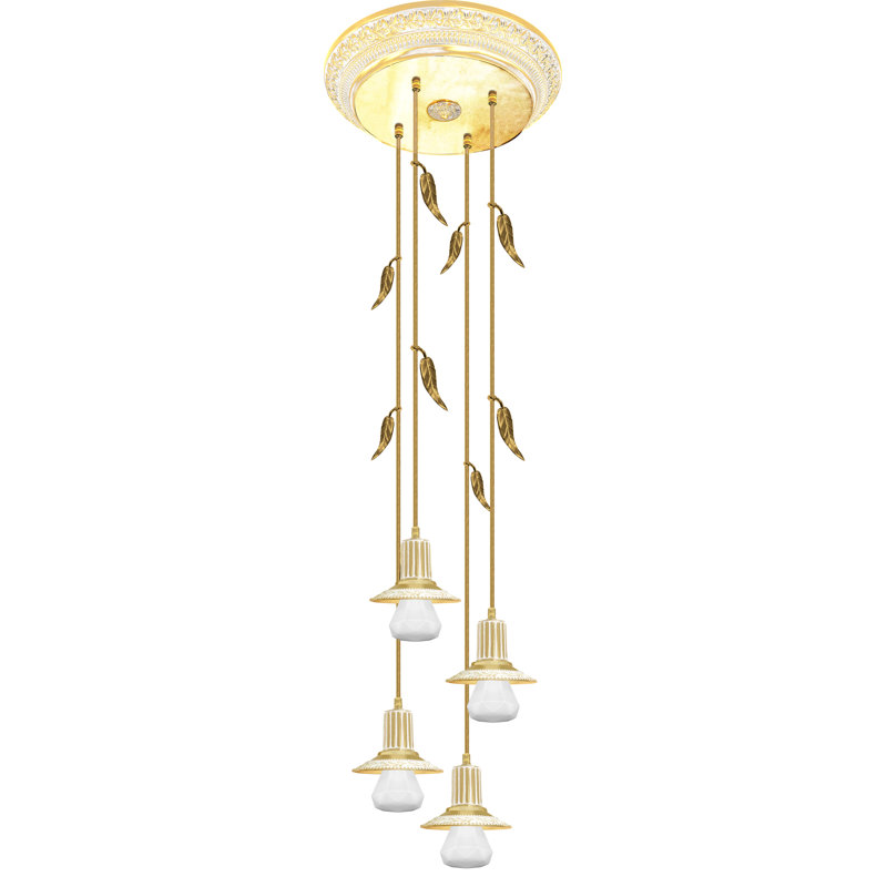 Esko 4 - Light Candle Style LED Chandelier, White Patina Gold