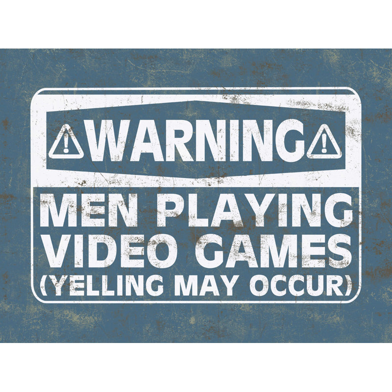 Hommes jouant à des jeux vidéo - Toile tendue, art textuel, H 12 po x l 16 po