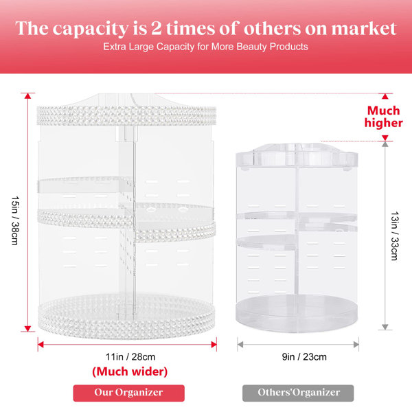 Lynli Acrylic 19 Compartment Makeup Organizer Rebrilliant