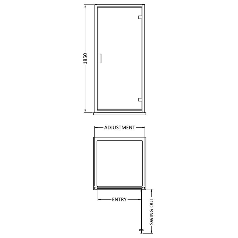 Rene Framed Hinged Shower Door, 470cm H x 790m W