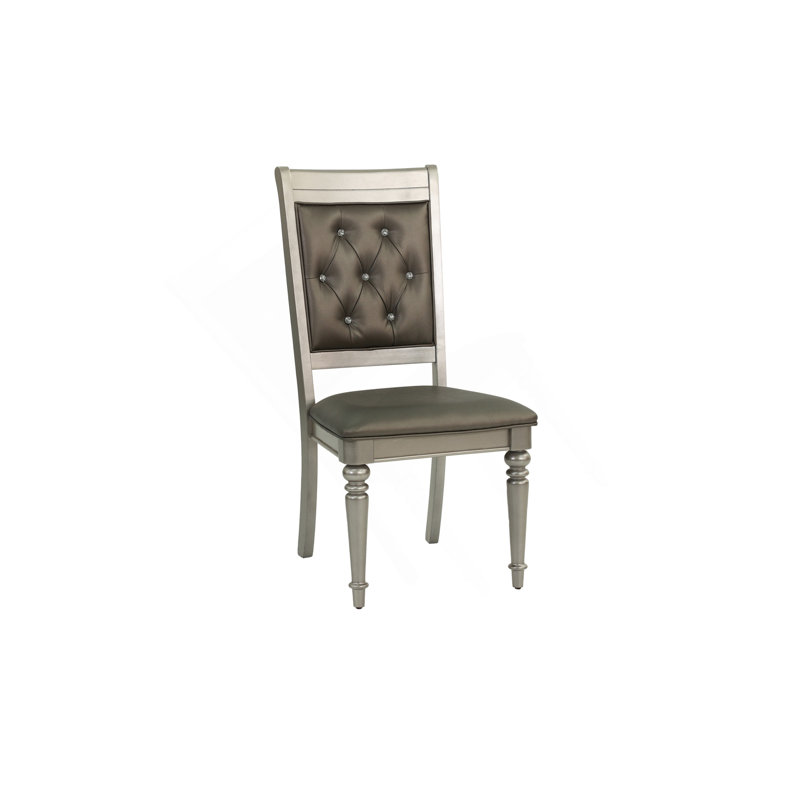 Ensemble de 2 chaises d'appoint luxueuses rembourrées argentées capitonnées Luxury