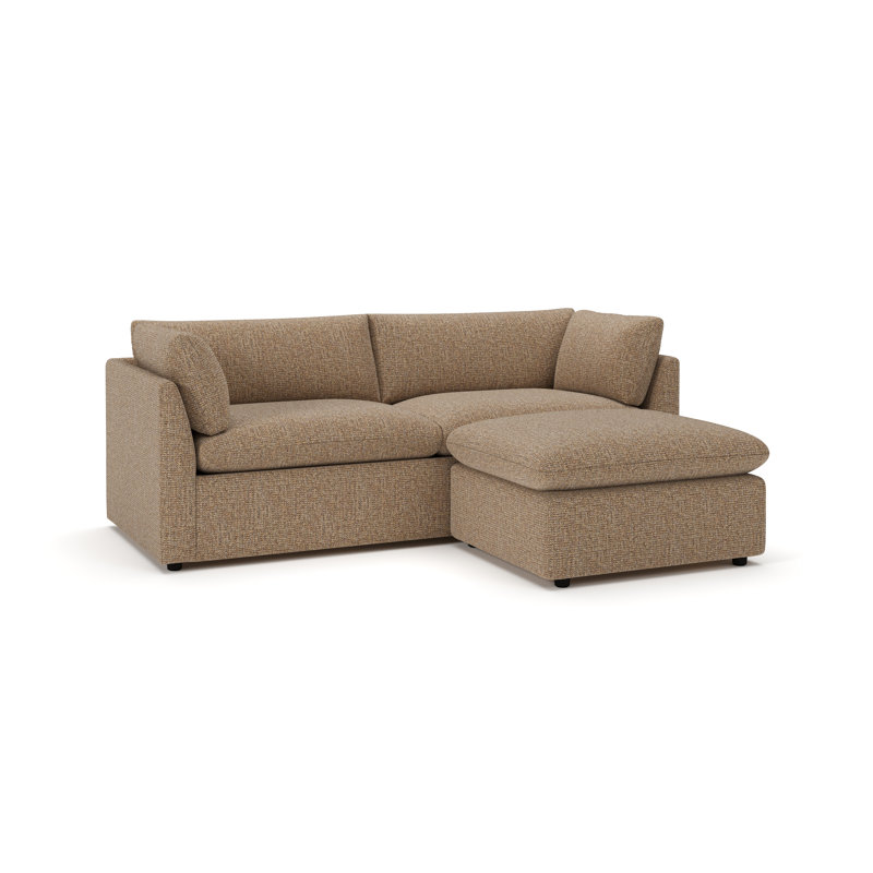 Canapé rembourré avec repose-pieds Kallie, Valet Bran Tweed