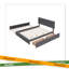 Lit plateforme tapissier avec 2 tiroirs et 1 lit gigogne simple TG, tissu de lin, grand