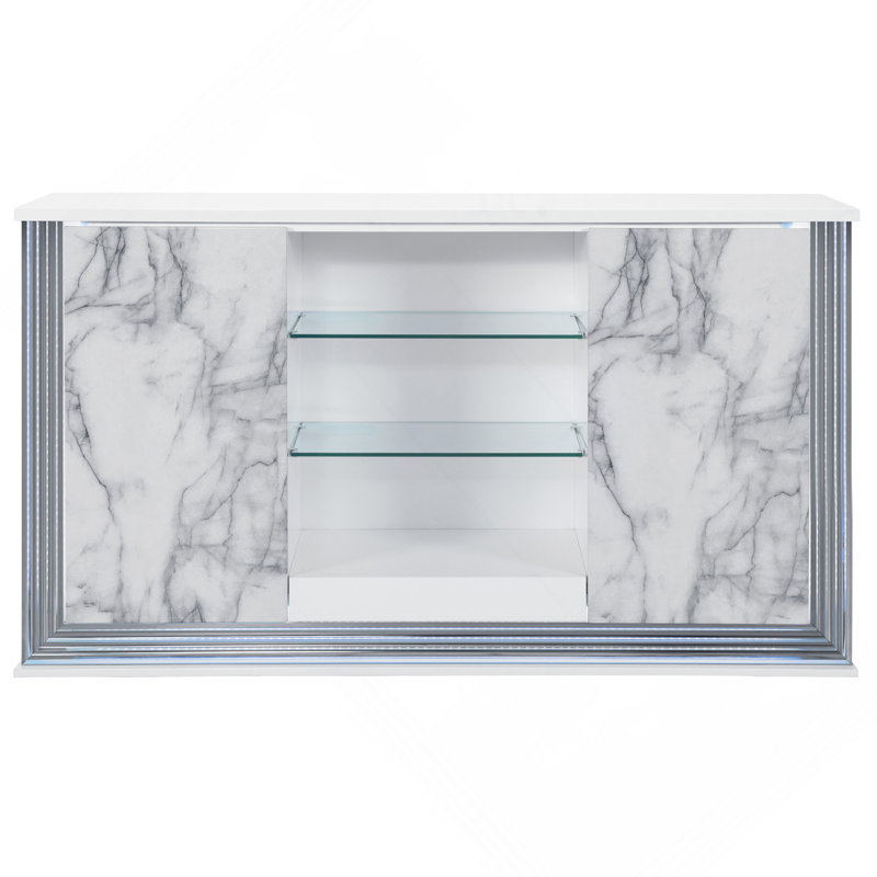 Buffet Moon White Marble