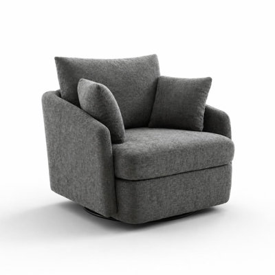 Fauteuil d'appoint pivotant à 360 degrés, fauteuil moderne surdimensionné avec coussins décoratifs, fauteuil club douillet et rembourré