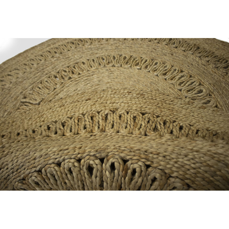 Round Nicci Geometric Handmade Braided Jute/Sisal Camel Area Rug