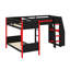 Lit superposé triple Gaming avec bureau, éclairage à DEL et tablettes de rangement, structure de lit superposé simple en L avec 3 lits