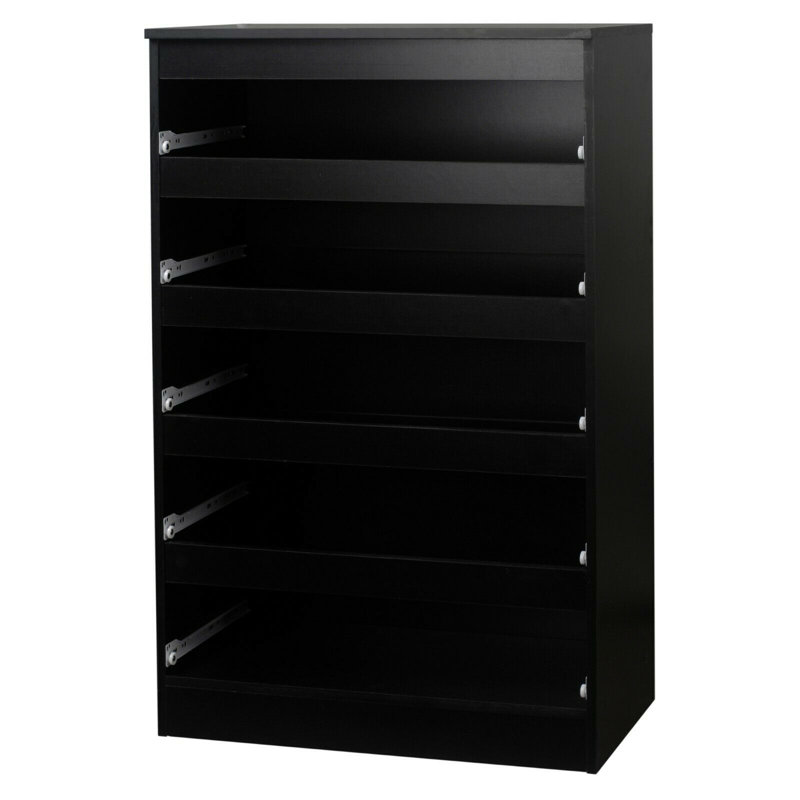 Baptistine 70cm W 5 - Drawer Chest of Drawers, Black