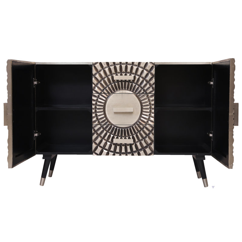 Armoire 2 portes 3 tiroirs Cahours, Silver