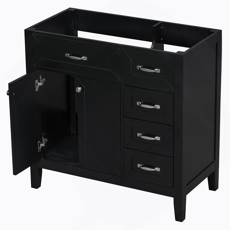 Meuble-lavabo 36 po sans lavabo, base d'armoire seulement, armoire de salle de bain, Noir