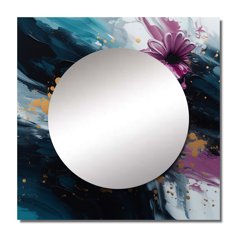 Aina - Art mural miroir floral carré pour salle de bain, 29 po x 29 po