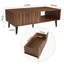Table basse 47,2 po Caya avec 2 tiroirs cannelés et pieds en bois massif