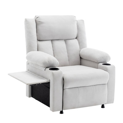 31.9" Wide Modern And Classic Soft Overstuffed Power Standard Chair - Lumbar Heated Massage Recliner With Tray Table & Dual Cup Holders