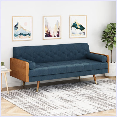 Mid Century Modern Tufted Fabric Sofa