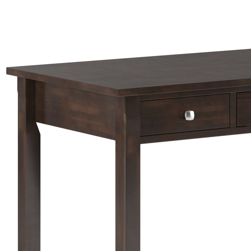 Tobacco Brown Solid Wood Desk with Drawers and Keyboard Tray