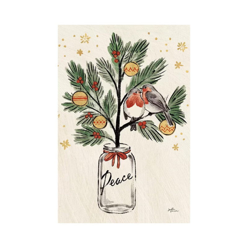 Christmas Lovebirds VI by Janelle Penner - Wrapped Canvas Painting, 20.32 cm H x 30.48 cm W