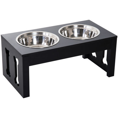 23" Black Elevated Dog Food Stand. Digestion Effectively. 2 Stainless Steel Bowls. . Charming Decoration. Non-Slip Base. Water Build Pet Container - Black. Facilitates Good Digestion. Designed.