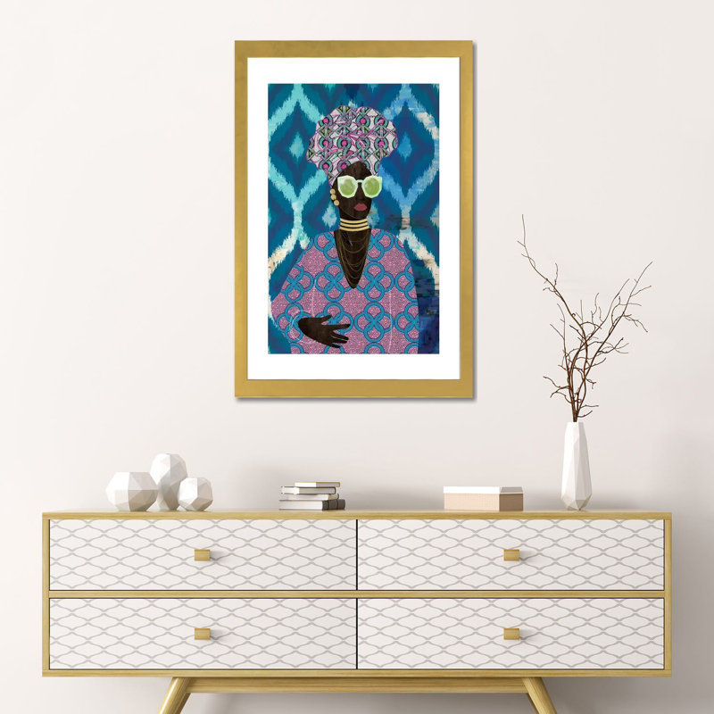 «Modern Turban Queen I» par Nikki Chu - reproduction, H 24 po x l 16 po x P 1 po, Encadrement doré