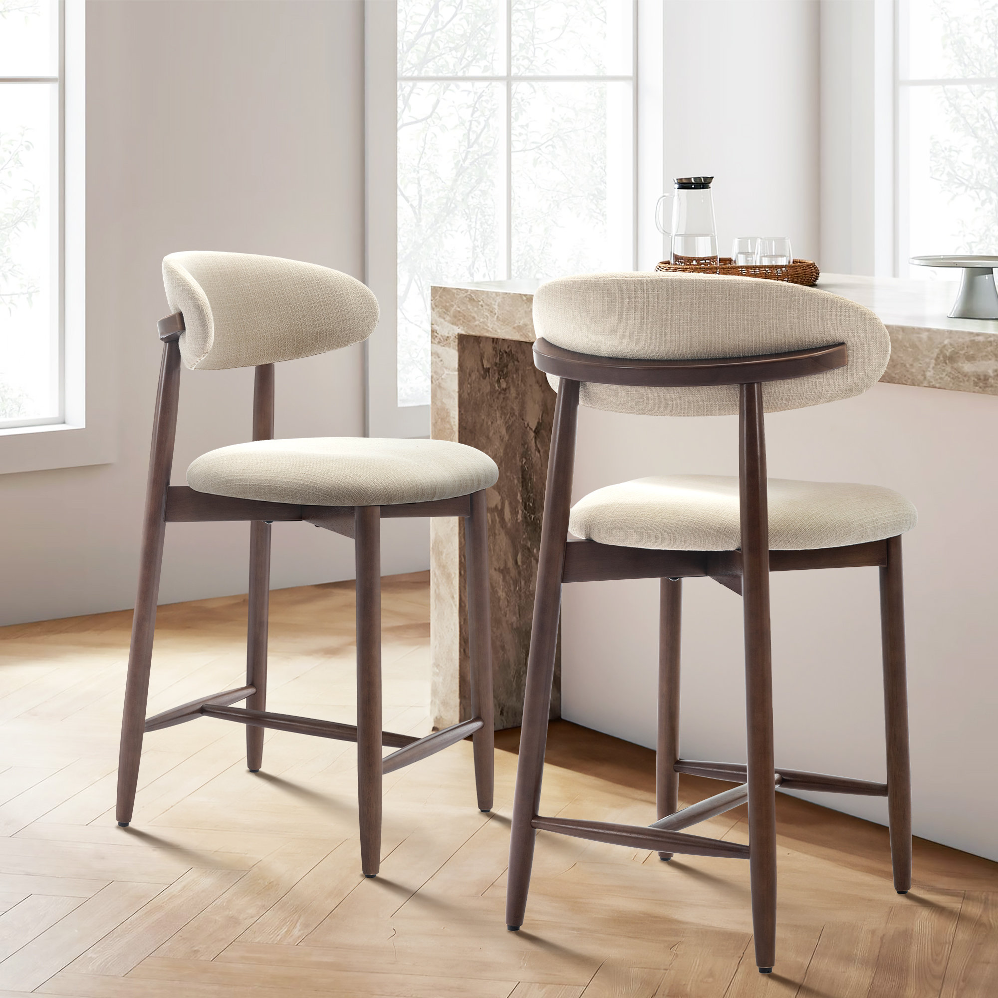 George Oliver Upholstered 25'' Counter Stool with Solid Wood Frame & Reviews | Wayfair