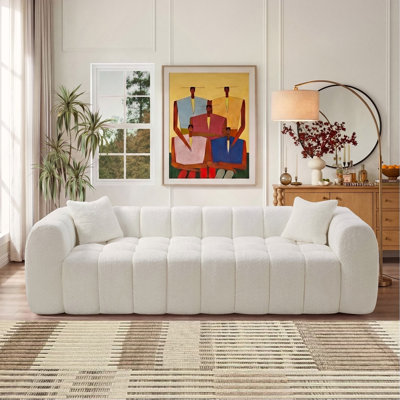 Marshmallow Cloud  Compressed  Sofa, 102.7" Oversized  with Two Cushions, Modern Soft Boucle Sofa for Living Room, Apartment