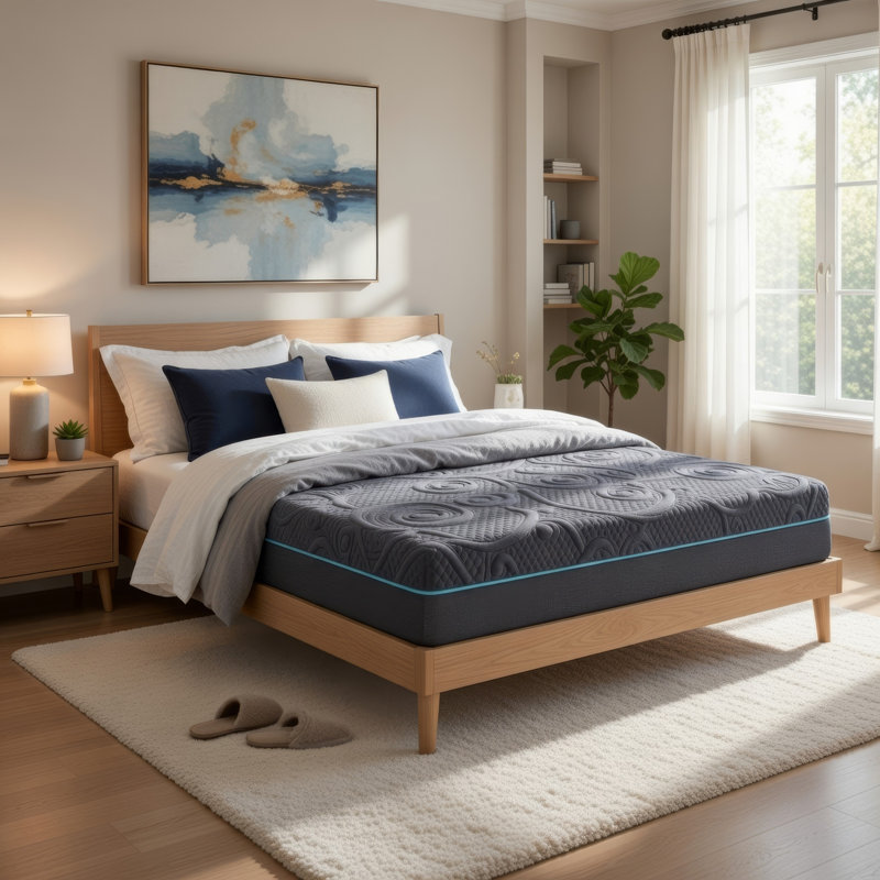 Matelas simple Kae, mousse viscoélastique infusée de gel hybride, ferme de 8 pouces, Lit simple