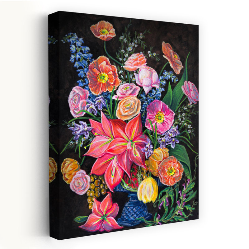 Art floral dramatique coloré, H 24 po x l 16 po