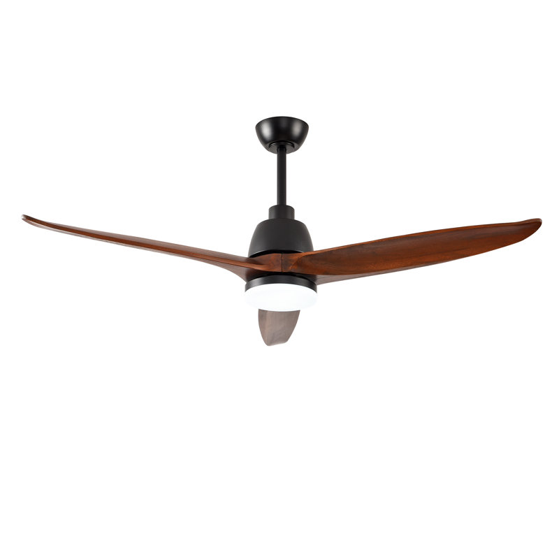 Ventilateur de plafond noir moderne 52 po avec lumières - 3 lumières DEL à intensité variable, 3 lumières à DEL à intensité variable, télécommande, moteur à courant continu réversible