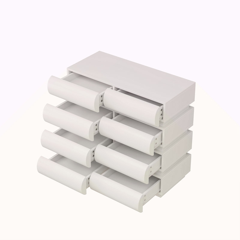 Commode 8 tiroirs pour commode de chambre à coucher sans poignée, 8 tiroirs modernes avec rangement large, Blanc