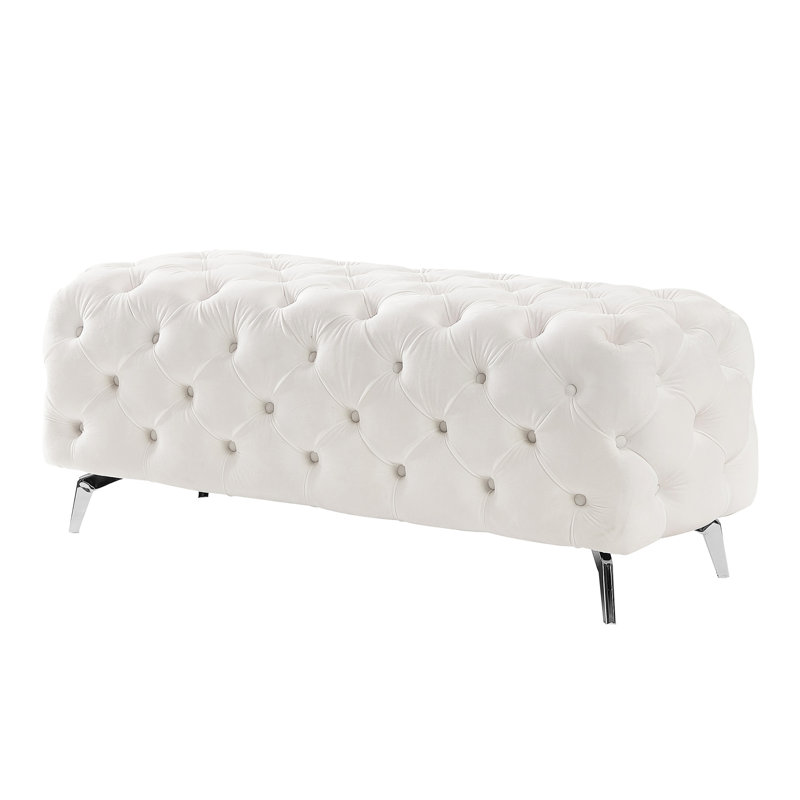 Button-Tufted Upholstered Bench