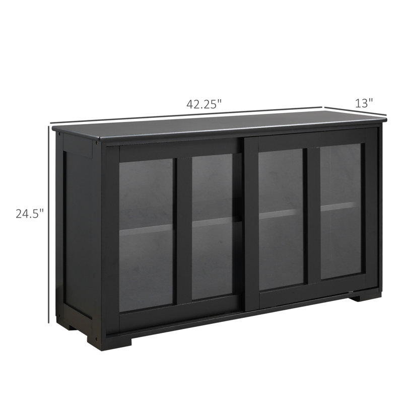 Buffet buffet, crédence empilable, armoire à café avec porte coulissante en verre et tablette réglable, noir