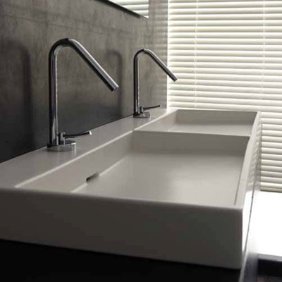 Lavabo de salle de bain rectangulaire à double fixation avec trop-plein Urban